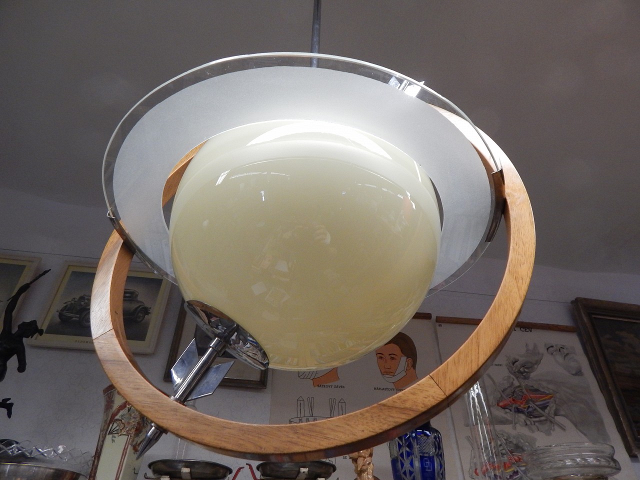 STAROŽITNÝ LUSTR SATURN DESIGN GIO PONTI A PIETRO CHIESA PRO FONTANAARTE 1933 ITÁLIE