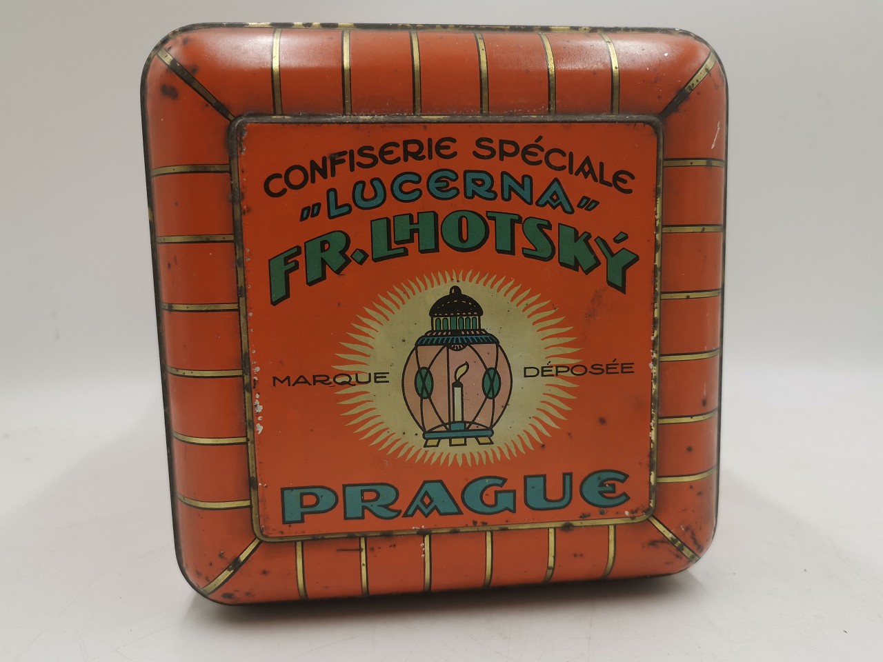 František Lhotský - velká reklamní plechovka
